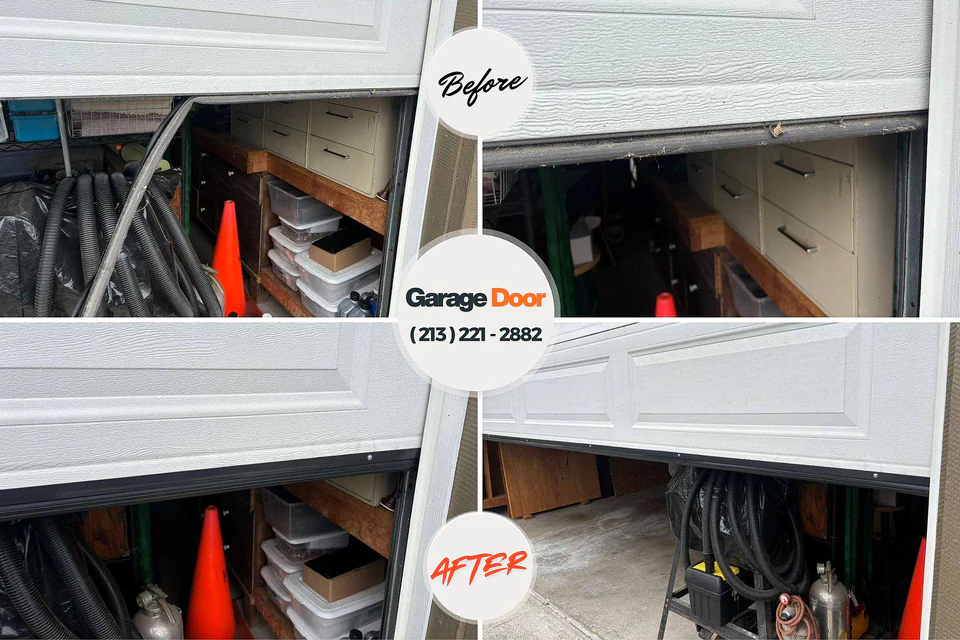 Before and after: garage door repair Inwood, WV